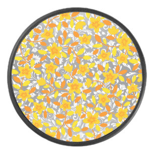 Niedlich orange-gelbe Blume Eishockey Puck