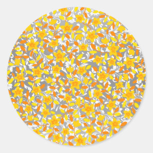 Niedlich orange-gelbe Blume Runder Aufkleber