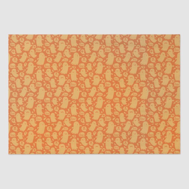 Niedlich Orange Ghosts Halloween Seidenpapier (Vorderseite)