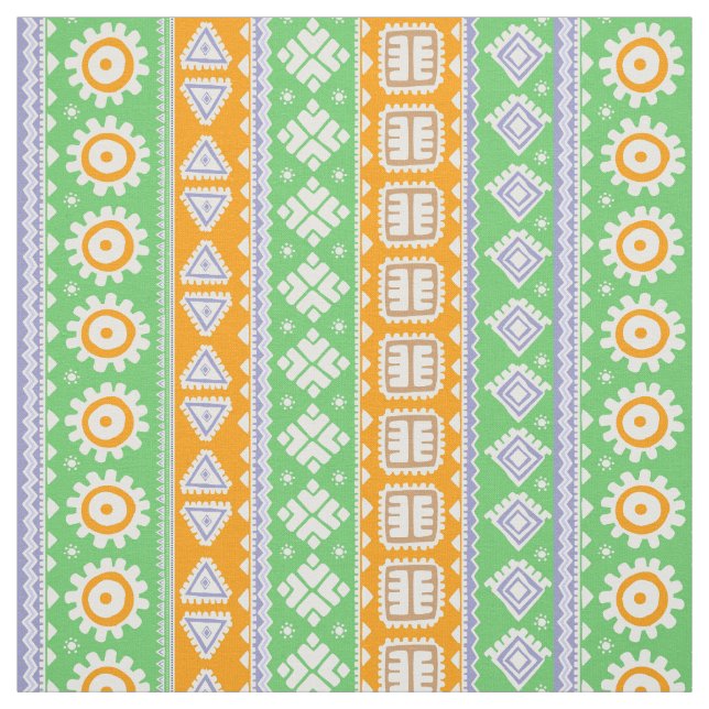 Niedlich-orange-grüne ethnische Muster Stoff (Muster)