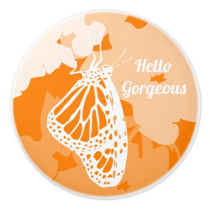 Niedlich Orange Hello Gorgeous Monarch Butterfly Keramikknauf