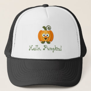 Niedlich Orange Hello Pumpkin Halloween Cartoon Truckerkappe