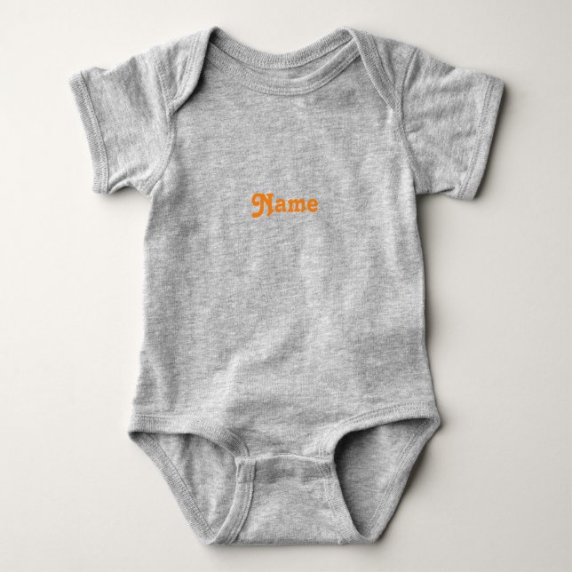 Niedlich orange individuelle Name Text monogramm m Baby Strampler (Vorderseite)