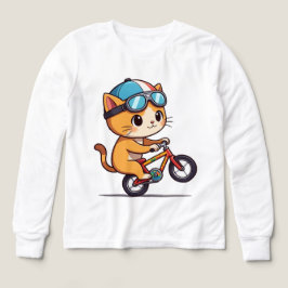 Niedlich Orange Katze Reiten a Bicycle Kinder T -