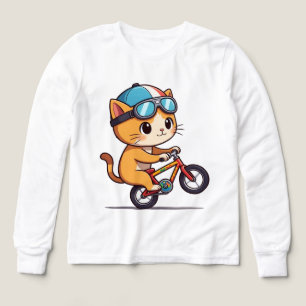 Niedlich Orange Katze Reiten a Bicycle Kinder T - 