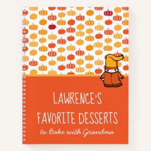 Niedlich Orange Kawaii Pumpkin Pattern Kids Rezept Notizbuch