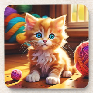 Niedlich Orange Kitten Art Getränkeuntersetzer
