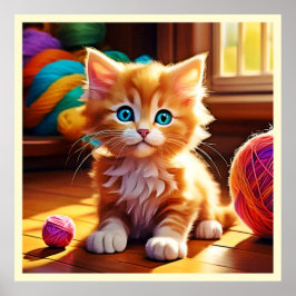 Niedlich Orange Kitten Art Poster