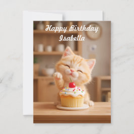 Niedlich Orange Kitten mit einem Cupcake Postkarte