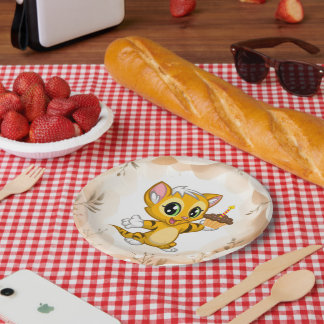 Niedlich Orange Kitty Cat Birthday Paper Teller