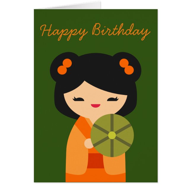 Niedlich-Orange-Kokeshi-Japanische Puppe (Vorne)