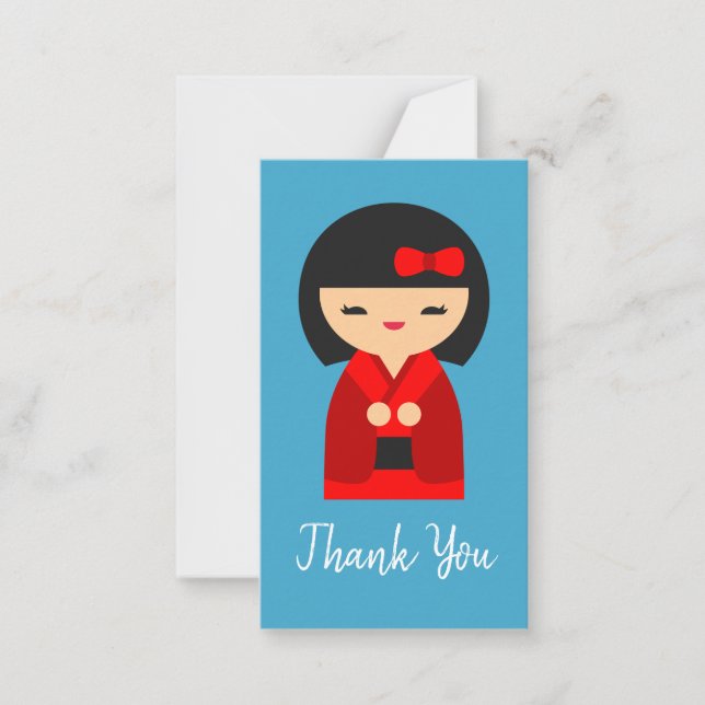 Niedlich orange Kokeshi Japanische Puppen Mitteilungskarte (Vorderseite)