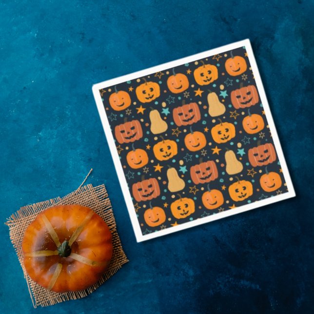 Niedlich Orange Kürbislaterne Pumpkin Halloween Serviette (Von Creator hochgeladen)