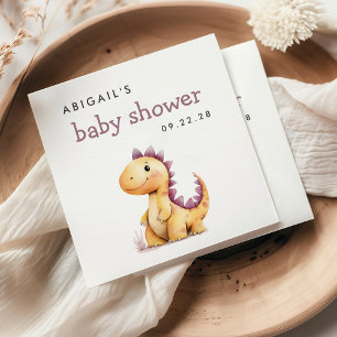 Niedlich Orange Lila Dinosaur Babydusche Napkin Serviette