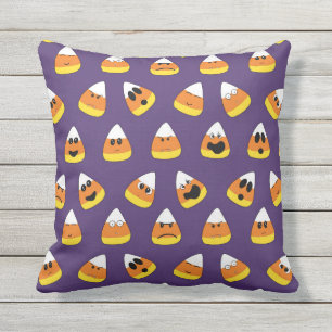 Niedlich Orange Lila Halloween Emoji Candy Corn Kissen