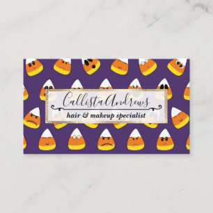 Niedlich Orange Lila Halloween Emoji Candy Corn Visitenkarte