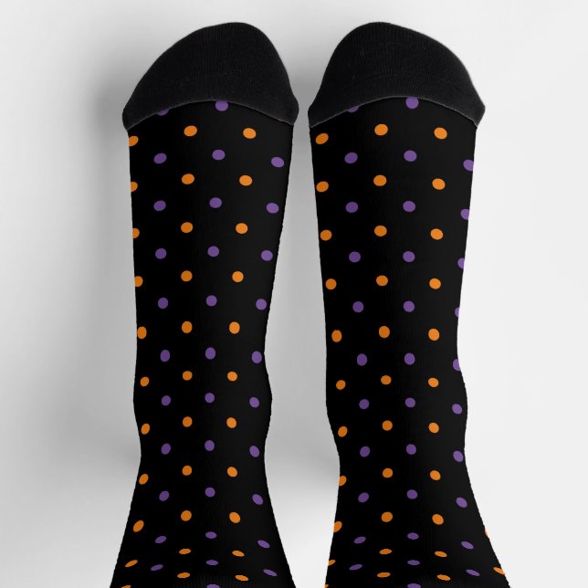 Niedlich-orange-lila Polka-Punkte Halloween Socken (Oben)
