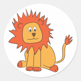 Niedlich Orange Lion Runder Aufkleber