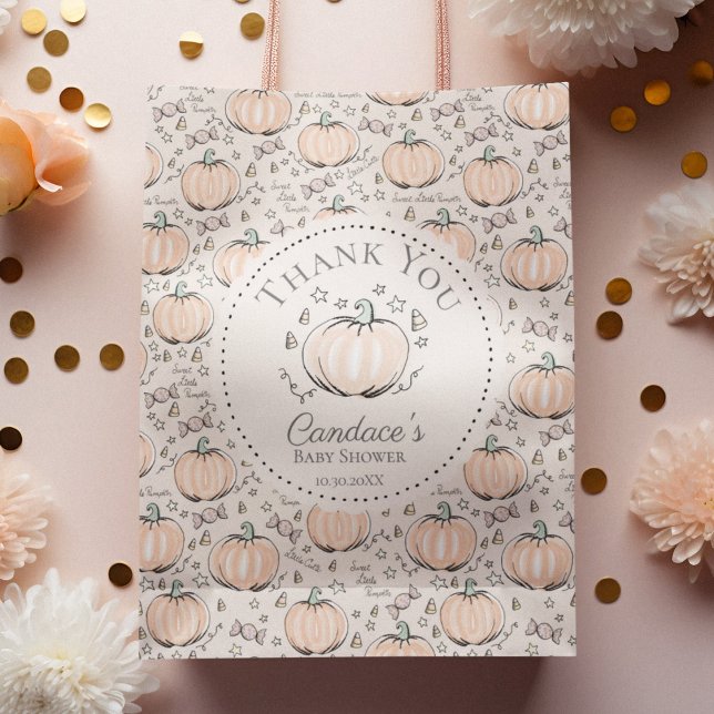 Niedlich Orange Little Pumpkin Baby Dusche Vielen  Kleine Geschenktüte (Cute Little Pumpkin Halloween Baby Shower Thank You Gift Bag. Hand Drawn Orange Pumpkins Candy Stars)