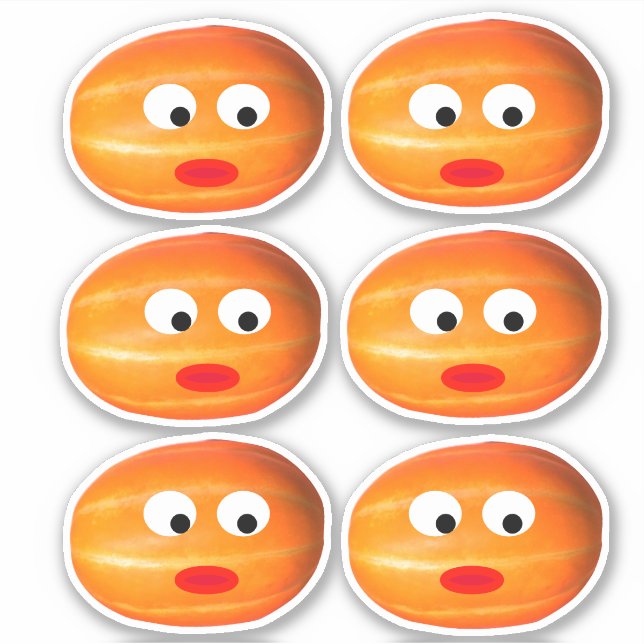 Niedlich Orange Melon Pumpkin Face 4Halloween Aufkleber (Vorderseite)