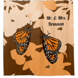 Niedlich Orange Mr. & Mrs. Monarch Butterfly Pair Duschvorhang