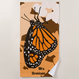 Niedlich Orange Mrs. Monarch Butterfly Beach Handt Strandtuch