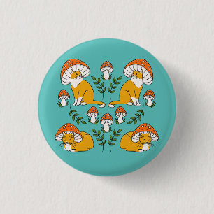 Niedlich Orange Mushroom Cats Button Button