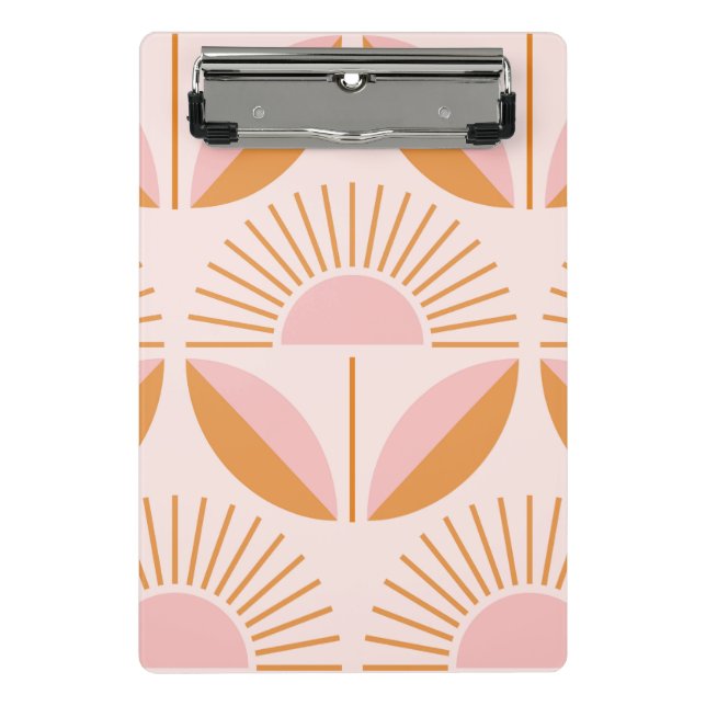 Niedlich, orange, pfirsichfarben, Retro, Blumenmus Mini Klemmbrett (Vorderseite)