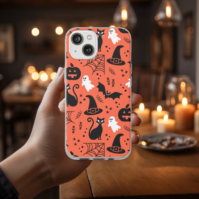 Niedlich Orange Pumpkin Ghost Halloween-Muster Case-Mate iPhone Hülle (Von Creator hochgeladen)