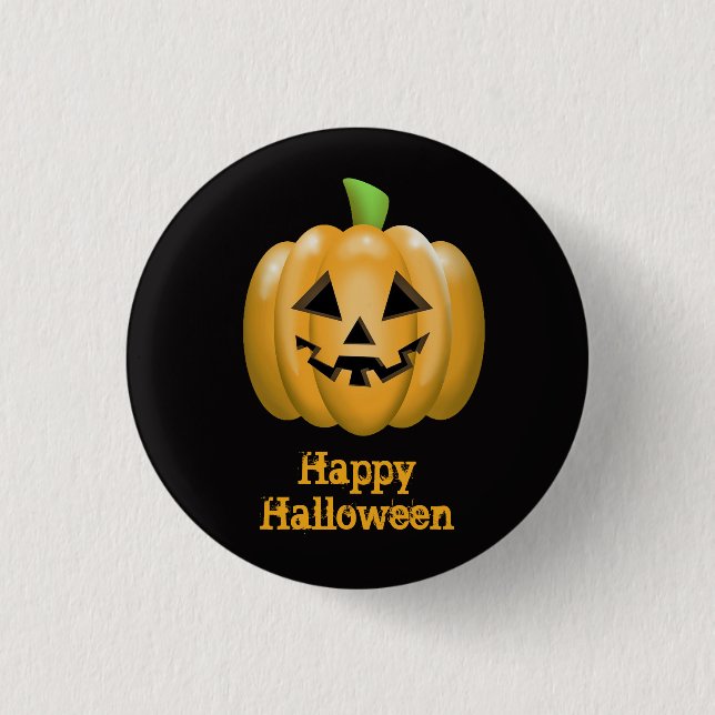 Niedlich Orange Pumpkin Halloween Graphic Button (Vorderseite)