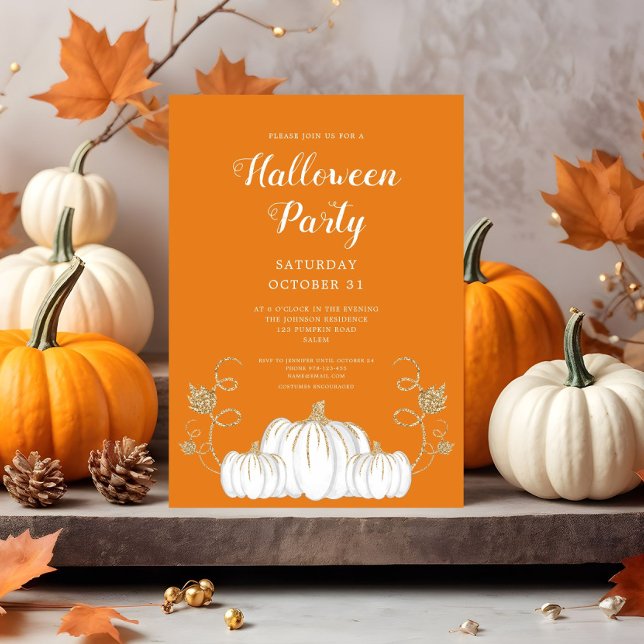 Niedlich Orange Pumpkin Halloween-Party Einladung (Cute Orange Pumpkin Halloween Party Invitation)