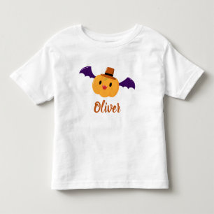 Niedlich Orange Pumpkin Individuelle Name Hallowee Kleinkind T-shirt