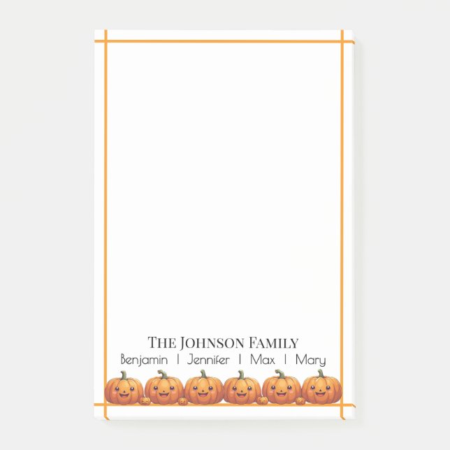 Niedlich Orange Pumpkins Fall Post-it Klebezettel (Vorderseite)
