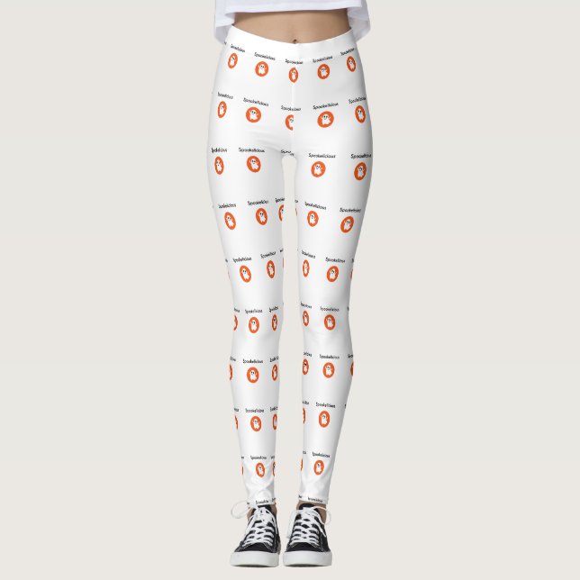 Niedlich Orange Spookelicious Lächeln Halloween Ge Leggings (Vorderseite)