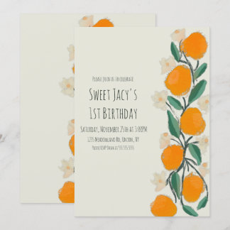 Niedlich Orange Sweet Botanic Floral Geburtstag Einladung
