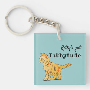 Niedlich Orange Tabby Kitten Graphic Tabbytude Schlüsselanhänger