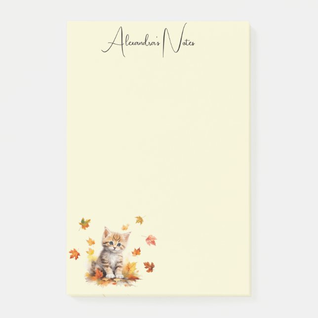 Niedlich Orange Tabby Kitten in Herbstlauben Post-it Klebezettel (Vorderseite)