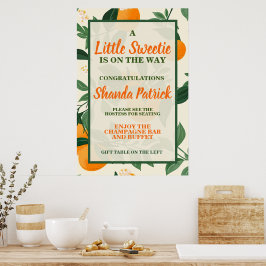 Niedlich Orange Theme Baby Dusche Poster