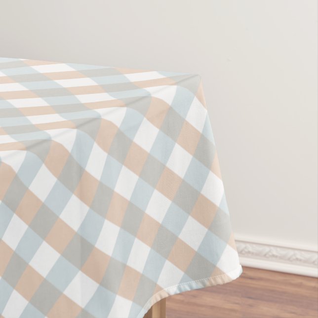 Niedlich Orange und Blue Gingham Pattern Halloween Tischdecke (Beispiel)