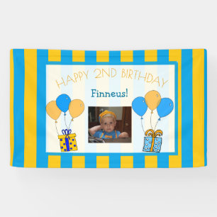 Niedlich Orange und Blue Happy Geburtstag Personal Banner