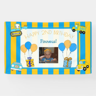 Niedlich Orange und Blue Happy Geburtstag Personal Banner
