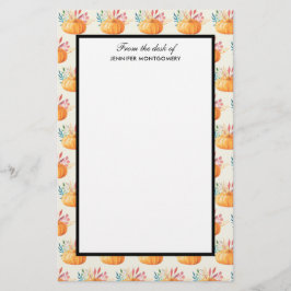 Niedlich Orange Watercolor Pumpkin Pattern Briefpapier