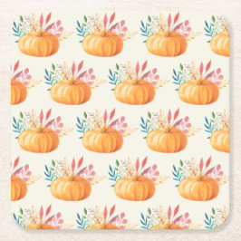 Niedlich Orange Watercolor Pumpkin Pattern Rechteckiger Pappuntersetzer
