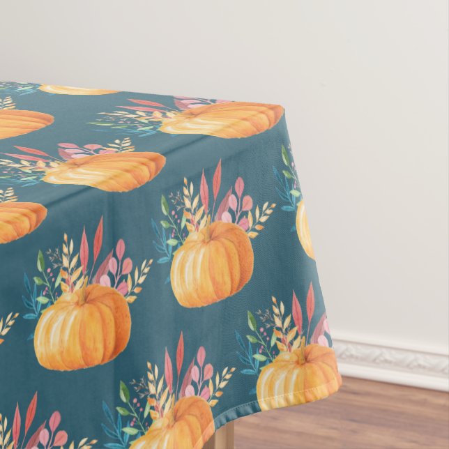 Niedlich Orange Watercolor Pumpkin Pattern Tischdecke (Beispiel)