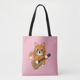 Niedlich Orange White Cat Gitarre spielen Cartoon