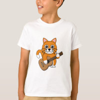 Niedlich Orange White Cat Gitarre spielen Cartoon