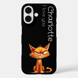 Niedlich-orange-wütende Cartoon Katzen Name iPhone 16 Hülle