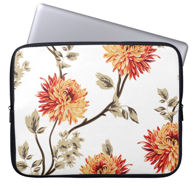 niedlich orangefarbene Blume mit braunem Blätter,  Laptopschutzhülle (Vorderseite)