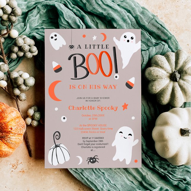Niedlich orangefarbene Halloween-Babydusche Einladung (Cute orange not spooky Halloween boo baby shower Invitation)
