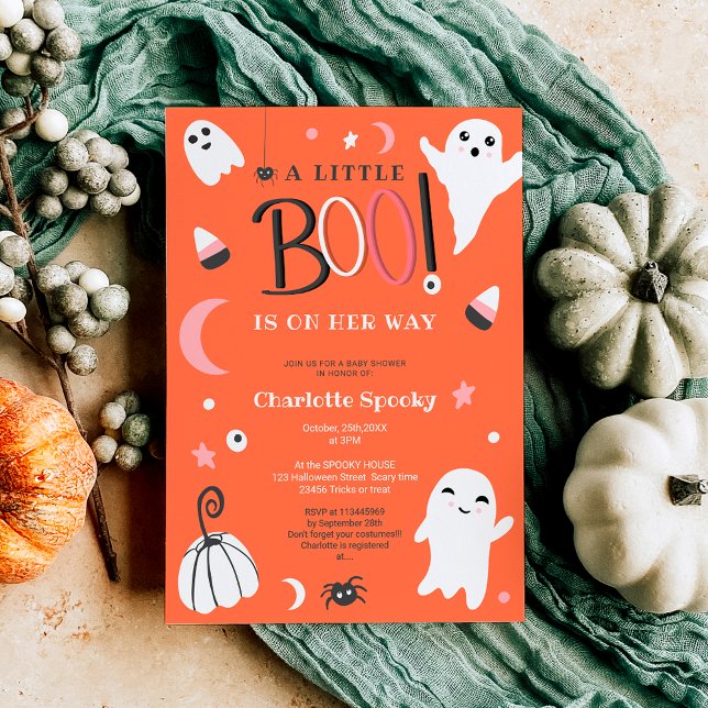 Niedlich orangefarbene Halloween-Babydusche Einladung (Cute orange not spooky Halloween boo baby shower Invitation)